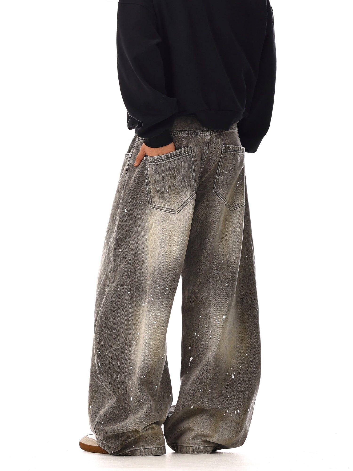 RT No. 12538 SMOKE GRAY DENIM BAGGY JEANS Product Image
