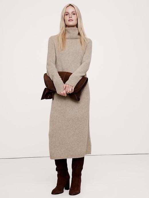 Cashmere Turtleneck Midi Sweater Dress Product Image