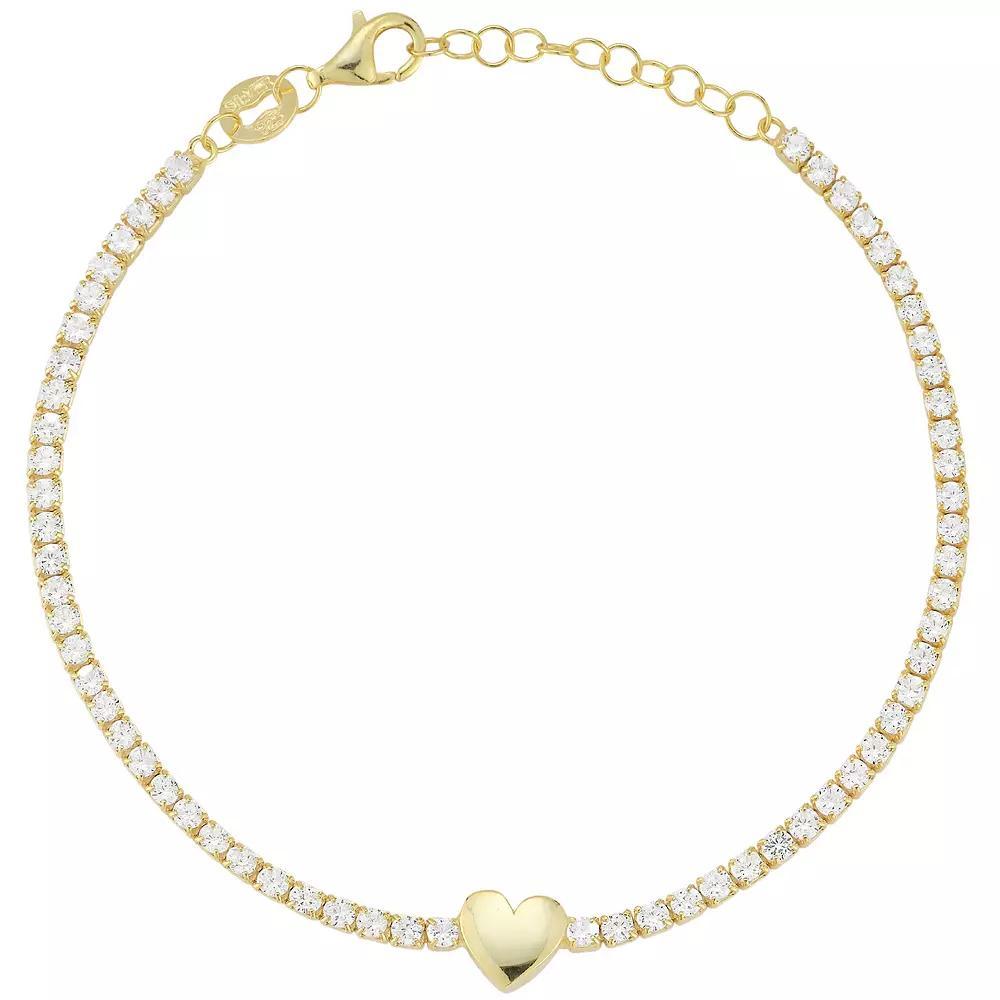 Sunkissed Sterling Cubic Zirconia Heart Tennis Bracelet, Women's, Size: 7", Gold Tone Product Image