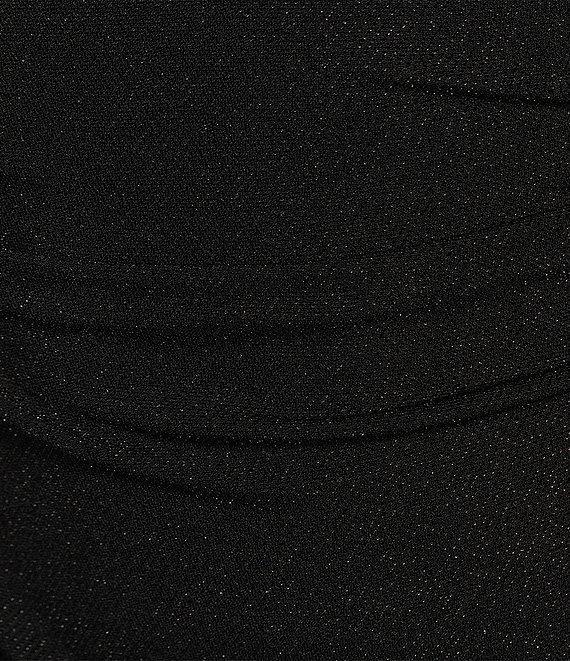 Alex Evenings Cowl Neck 3/4 Beaded Illusion Sleeve Metallic Knit Sheath Dress Product Image