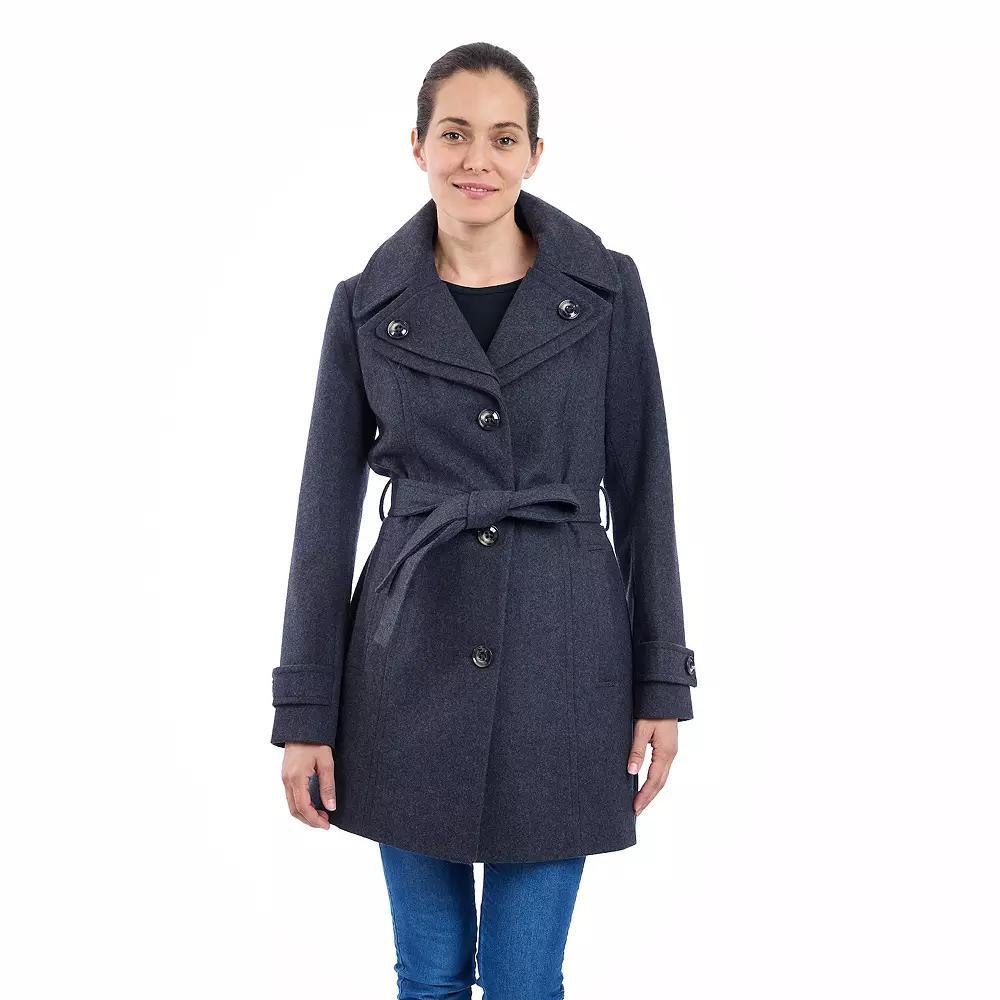 Women's TOWER by London Fog Wool Blend Trench Coat, Size: Medium, Gray Product Image