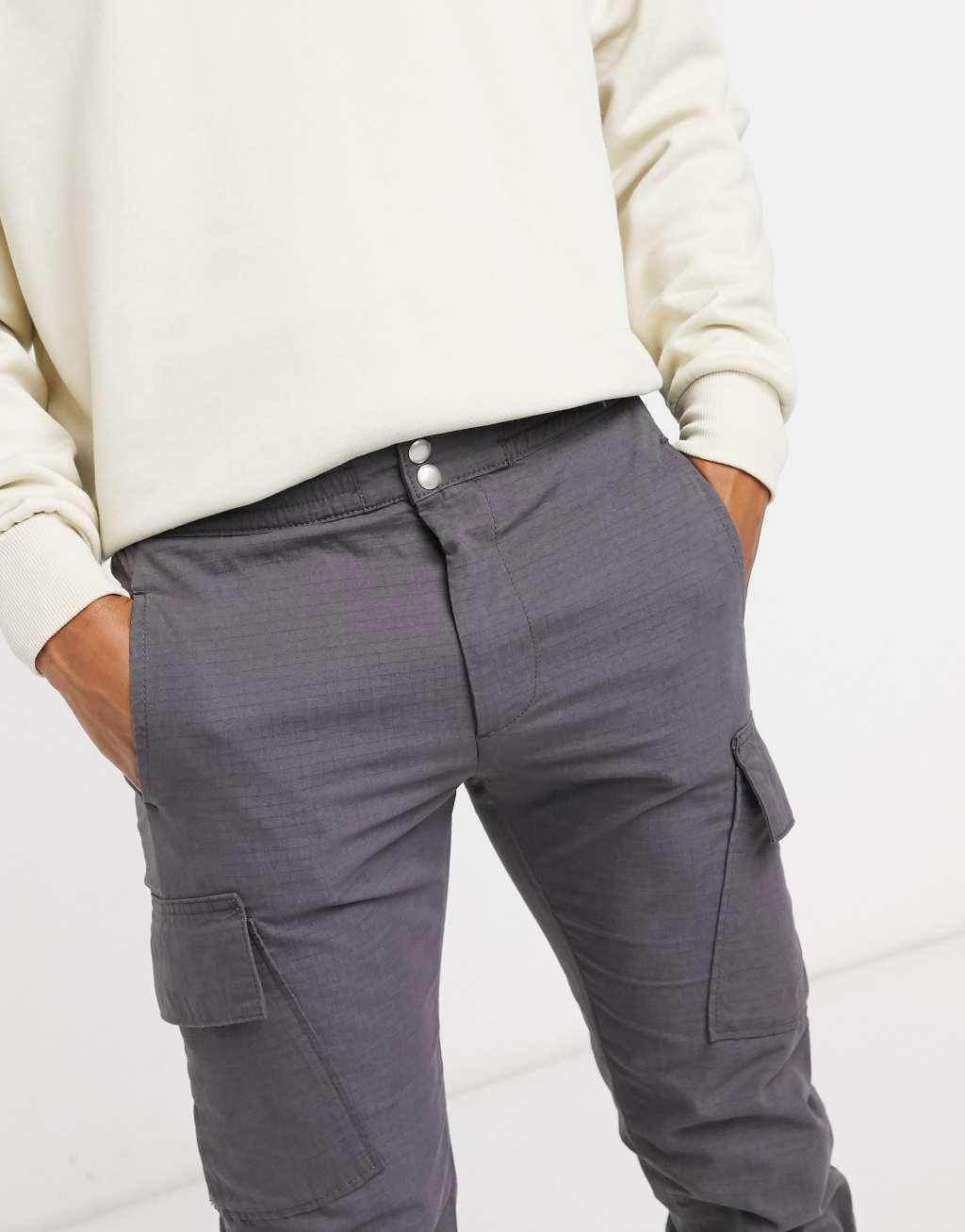 ASOS DESIGN slim cargo pants with toggle hem Product Image