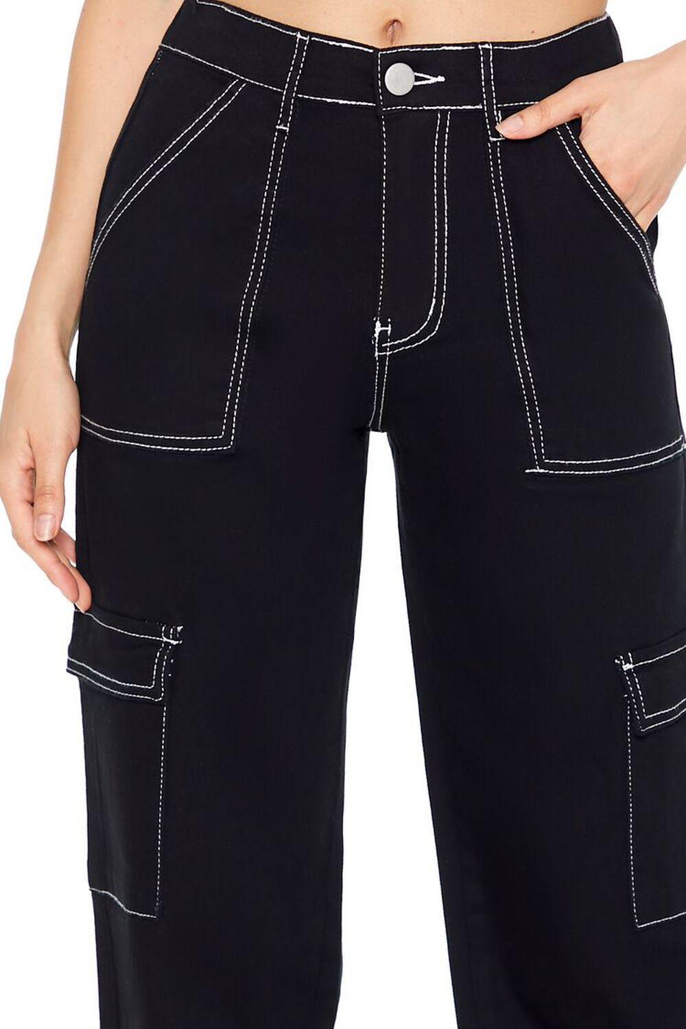 Twill Contrast-Trim Cargo Pants | Forever 21 Product Image