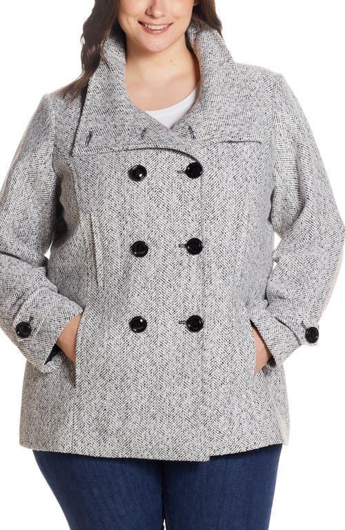 Plus Size Gallery Wool Blend Peacoat, Women's, Size: 1XL, Black White Product Image