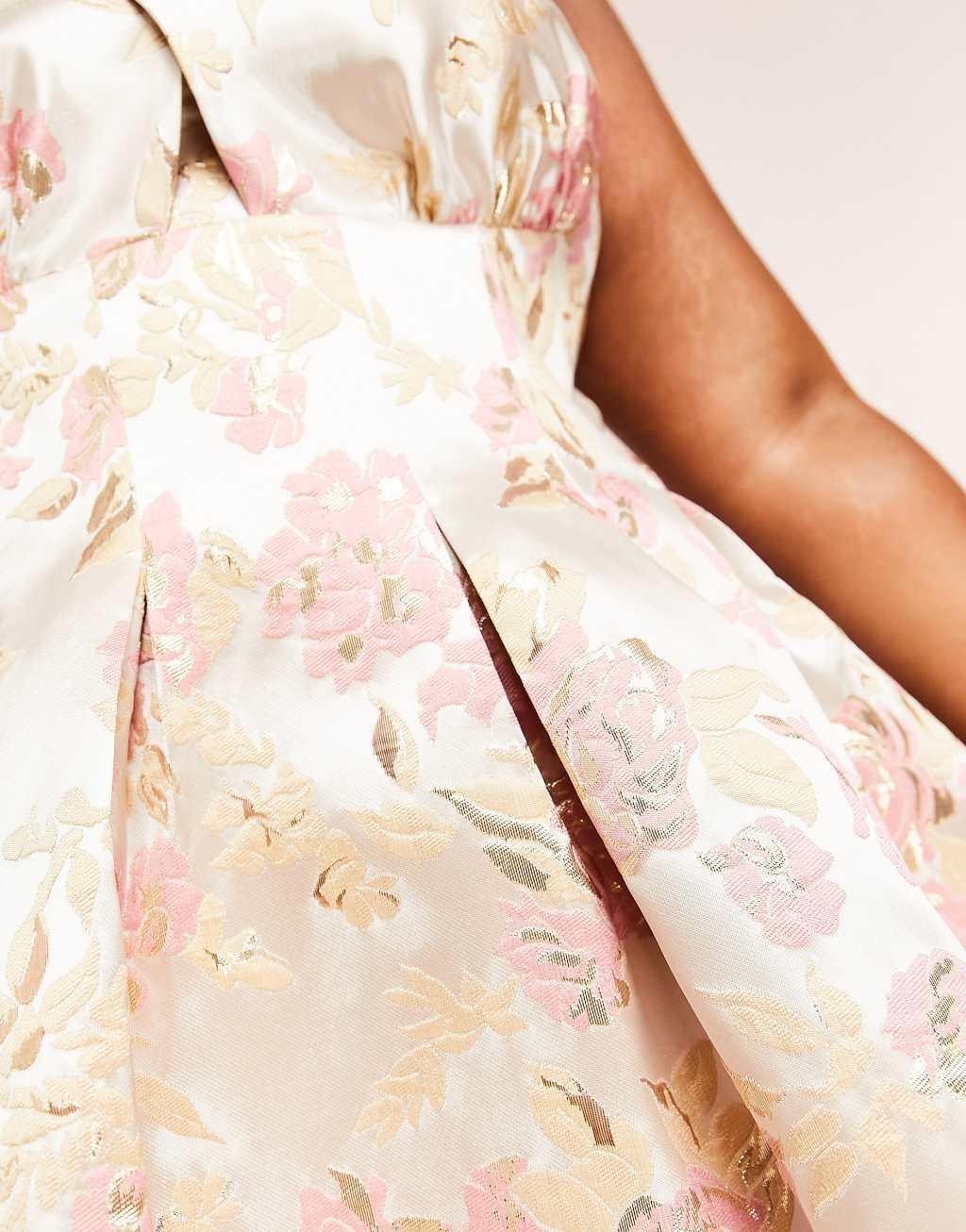 ASOS LUXE halter neck mini jacquard swing dress Product Image