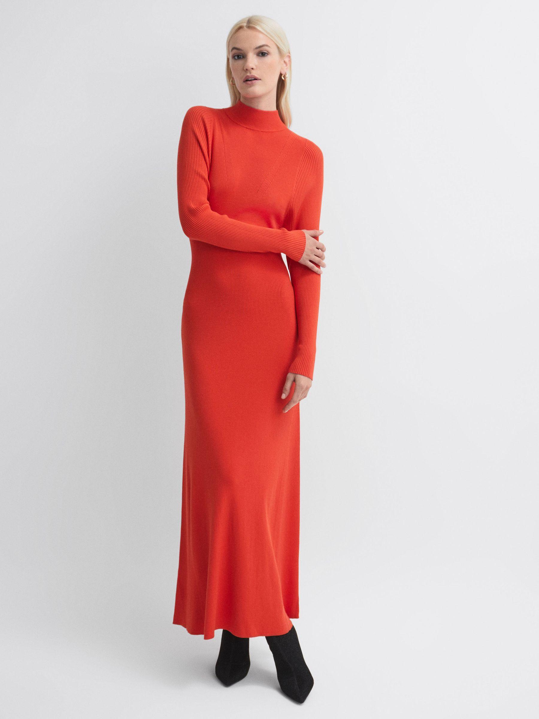 Florere Knitted Maxi Dress in Bright Orange Product Image