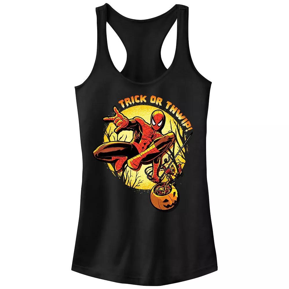 Juniors' Marvel Spider-Man Trick Or Thwip Racerback Tank Top, Girl's, Size: XXL, Black Product Image