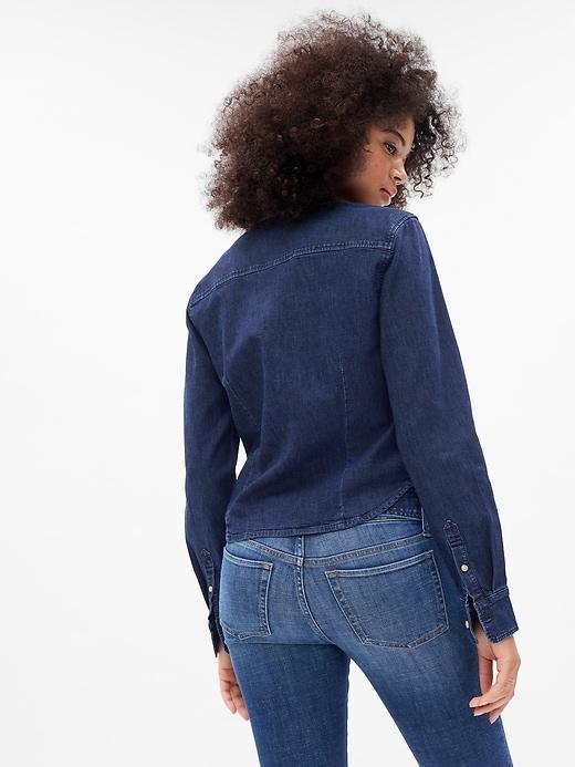 Cropped Denim Shirt Product Image