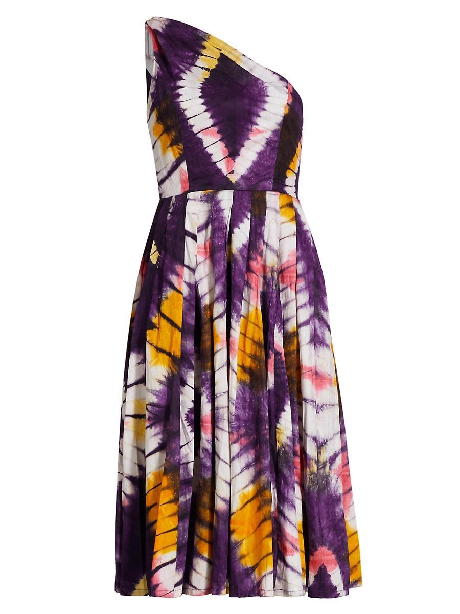 Womens Owo One-Shoulder Tie-Dye Midi Dress Product Image