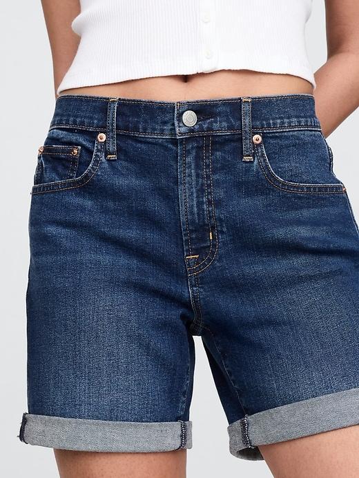 5" Mid Rise Denim Girlfriend Shorts Product Image