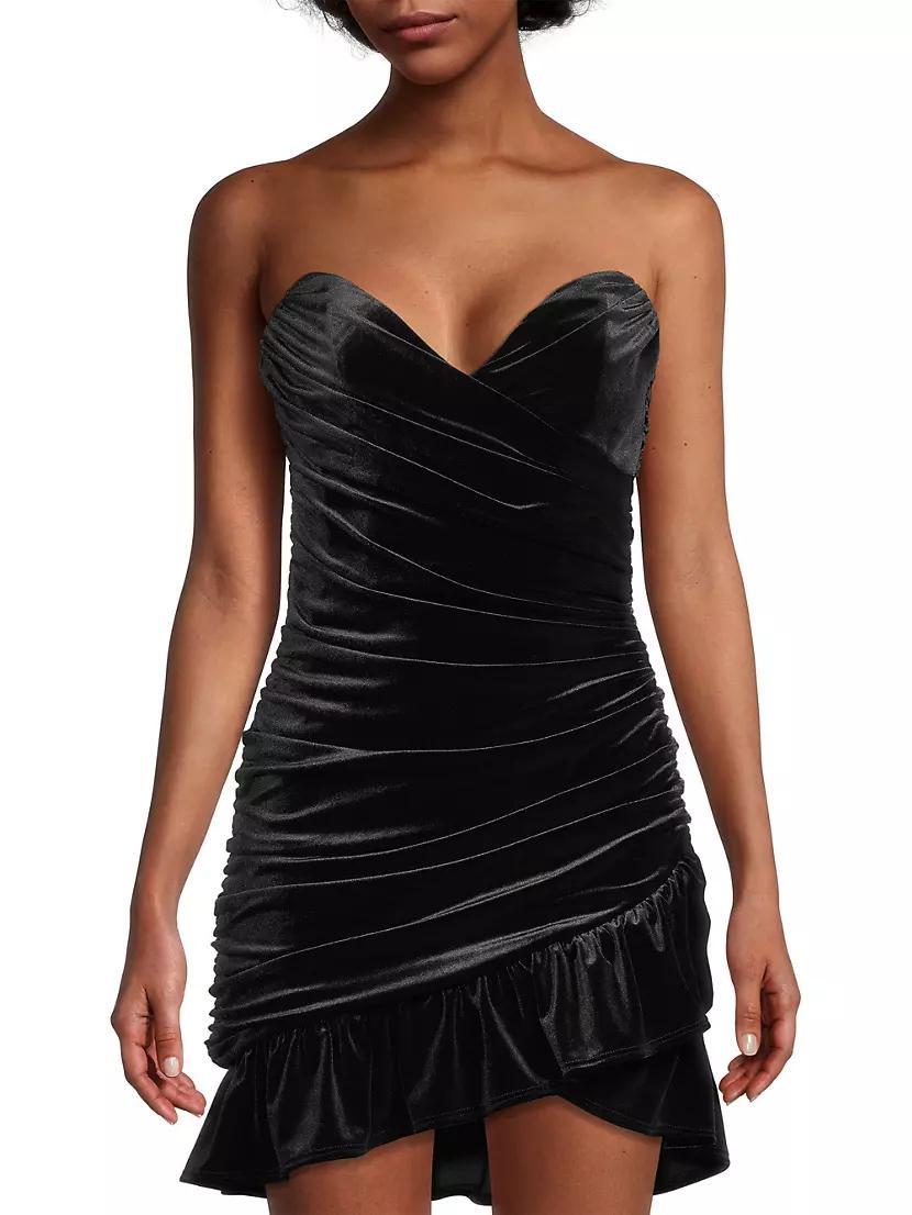 Velvet Strapless Ruched Minidress Product Image
