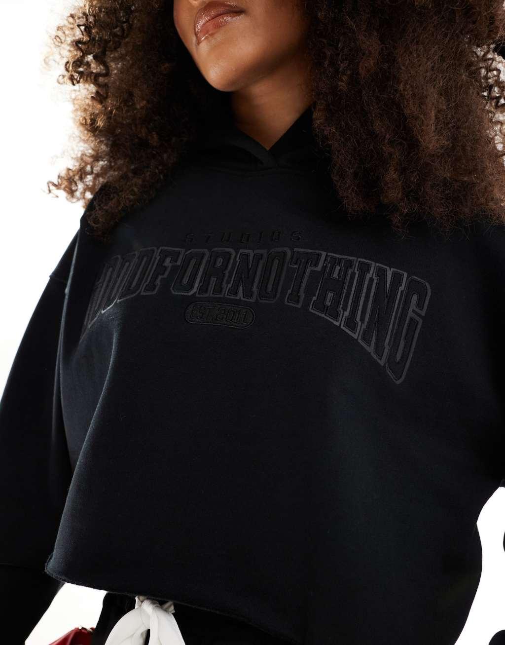 Good For Nothing cropped hoodie in black Product Image
