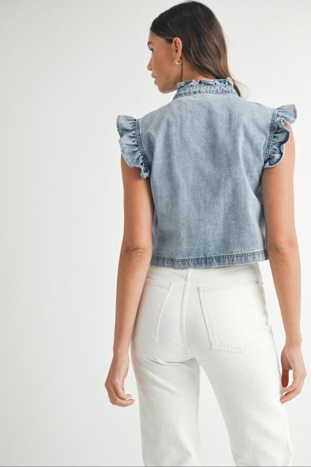 Ruffled Denim Vest Product Image