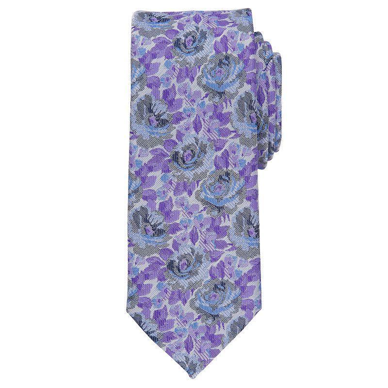 Men's Bespoke Floral Skinny Tie, Blue Barrett Product Image