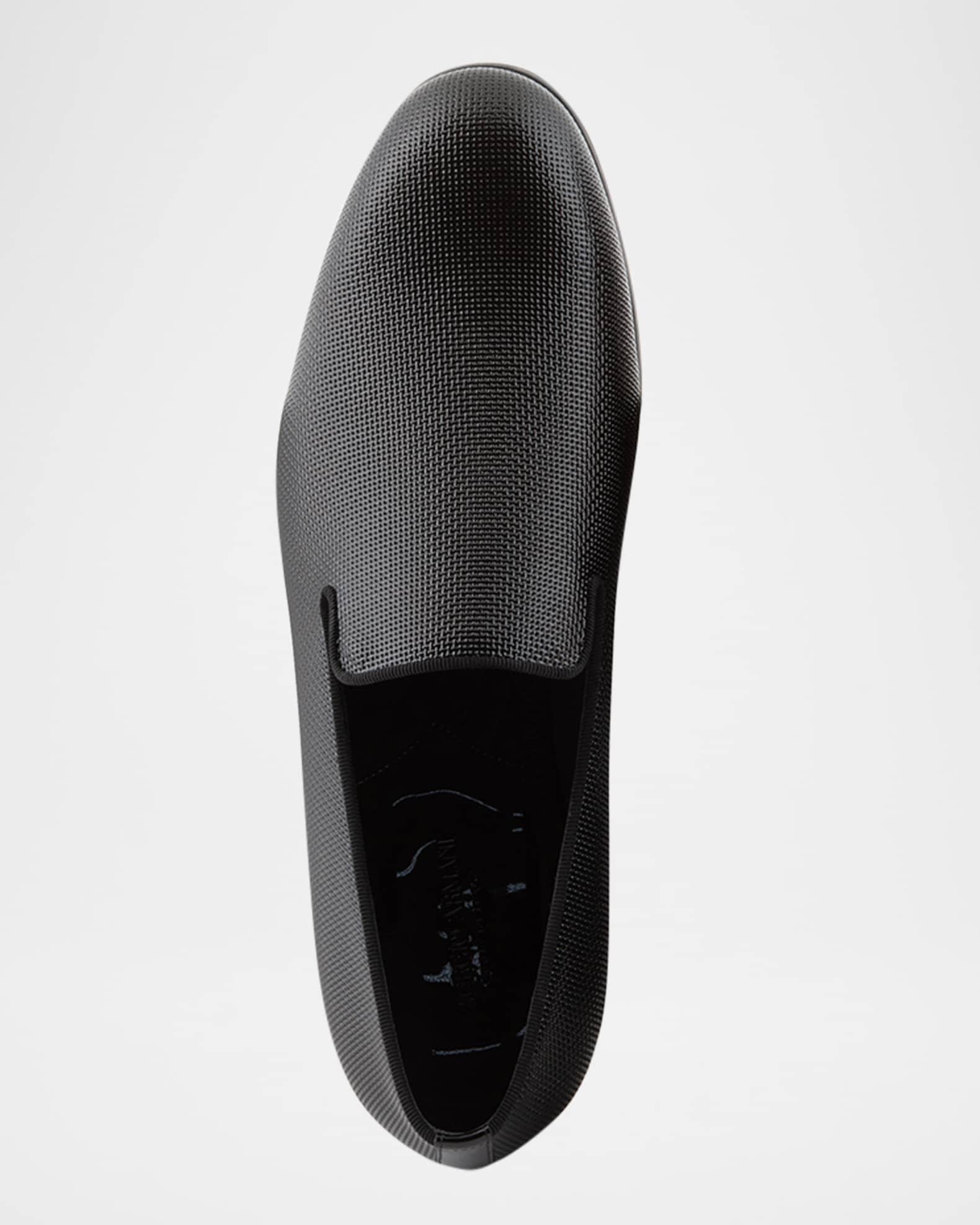 Men's Textured Leather Grosgrain-Trim Loafers Product Image