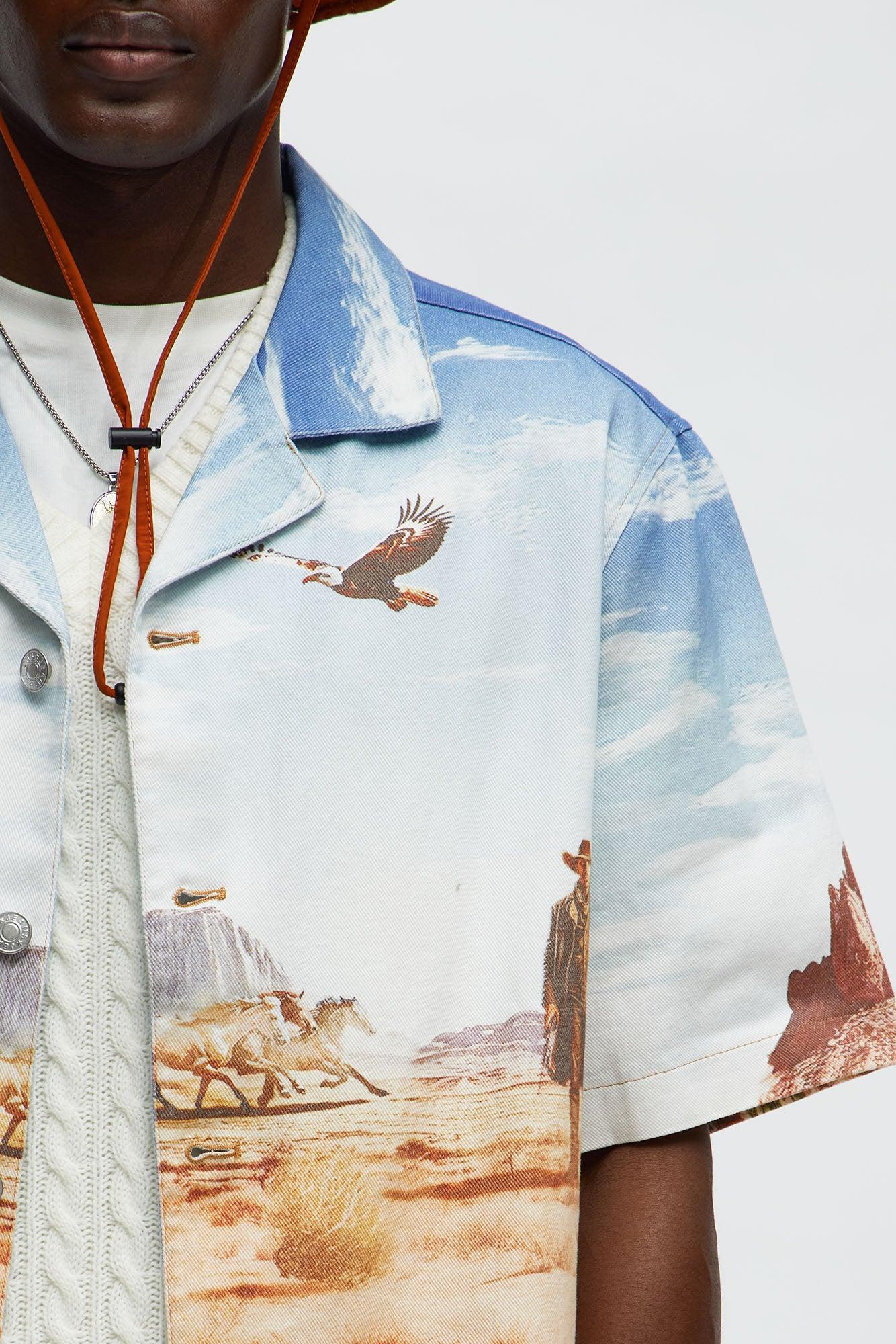 Stand Off Boxy Cuban Collar Shirt - Multi Color Product Image