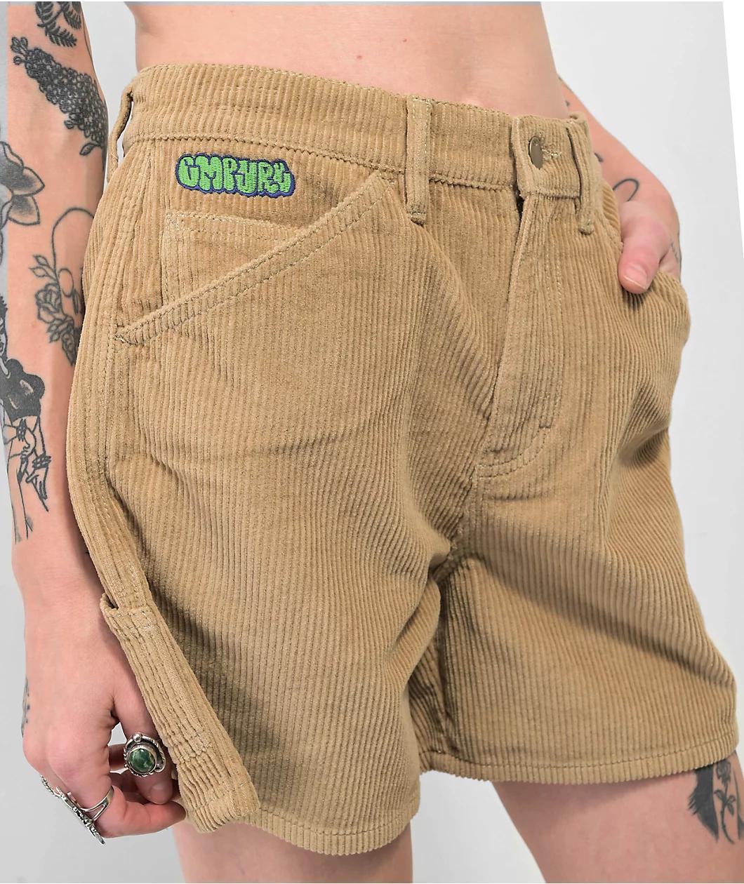 Empyre Laurel Khaki Corduroy Carpenter Shorts Product Image