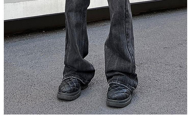 Mid Rise Washed Distressed Flared Jeans Product Image