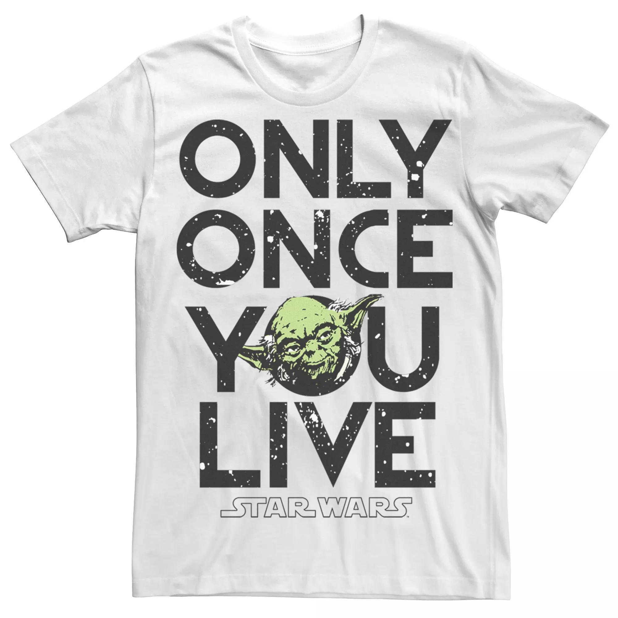 Men's Star Wars Yoda Only Once You Live Tee, Size: XXL, White Product Image