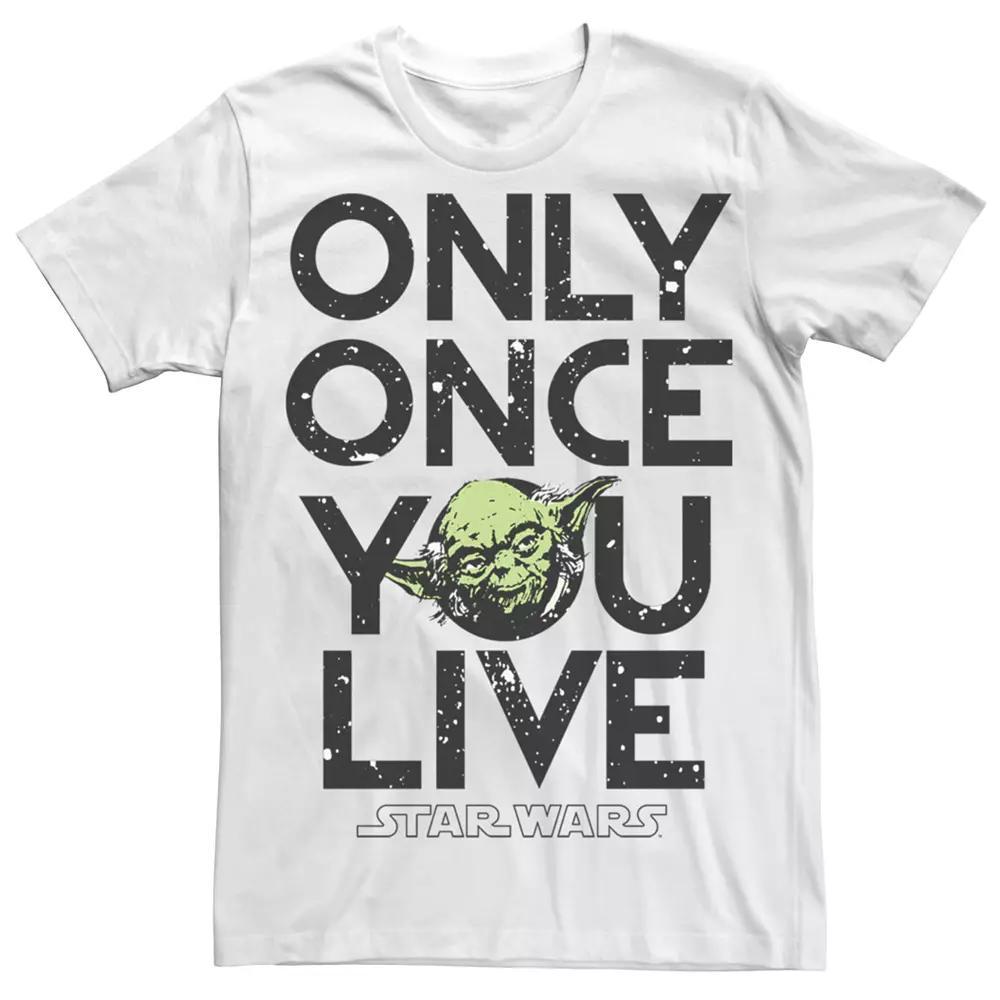 Men's Star Wars Yoda Only Once You Live Tee, Size: XXL, White Product Image