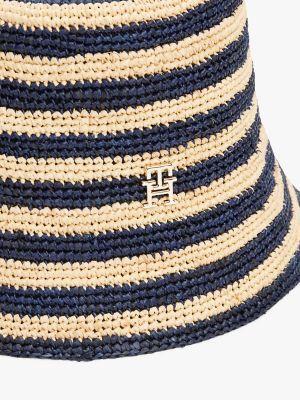 Stripe Straw Crochet Bucket Hat Product Image