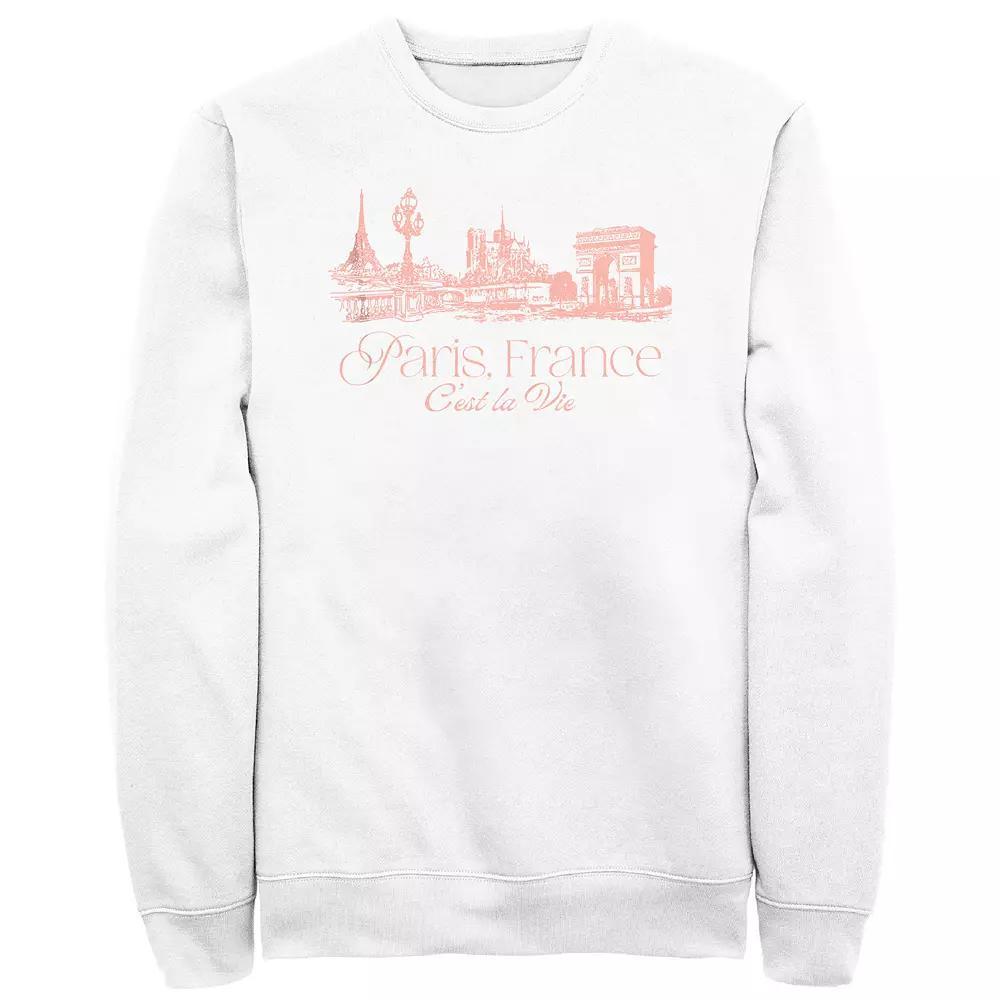 Men's Paris, France C'est La Vie Fleece, Size: XL, White Product Image