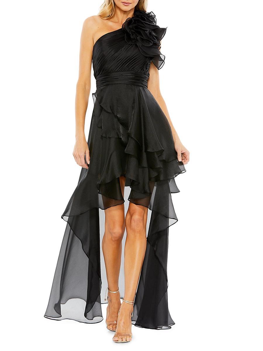 Mac Duggal One Shoulder Ruffled High-Low Hem Tiered Gown Product Image