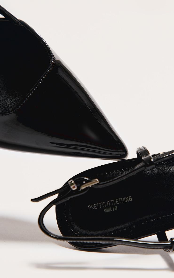 Black Patent Wide Fit Point Toe High Stiletto Court Heels Product Image