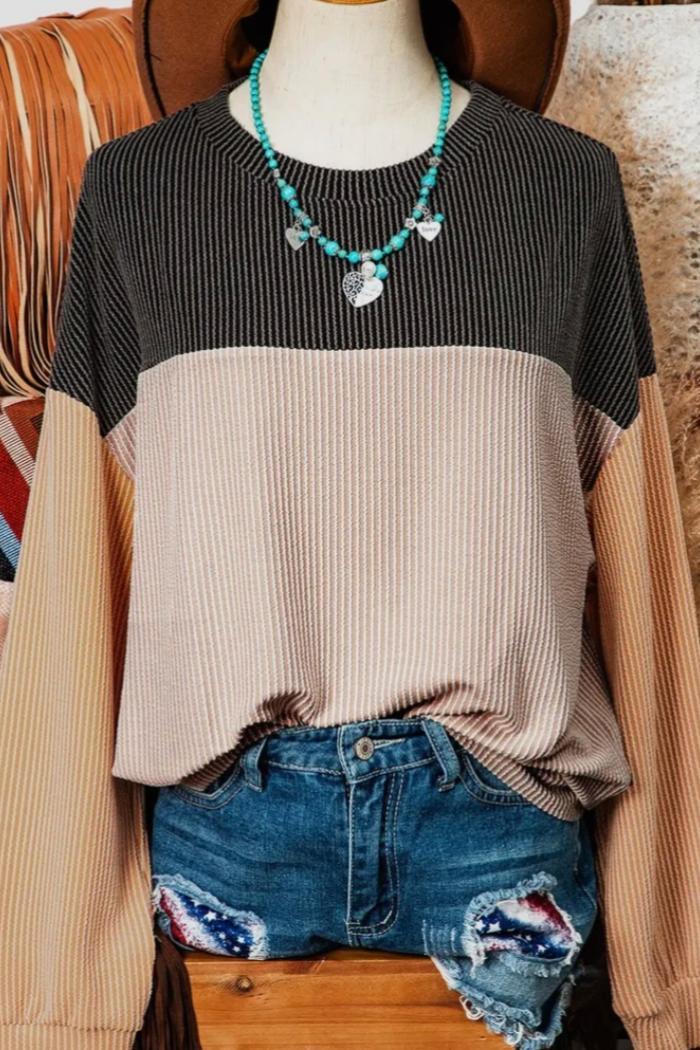 Colorblock Loose Sleeve Top Product Image