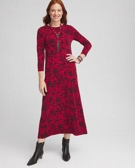 Swirl Print Long-Sleeve Maxi Dress Product Image