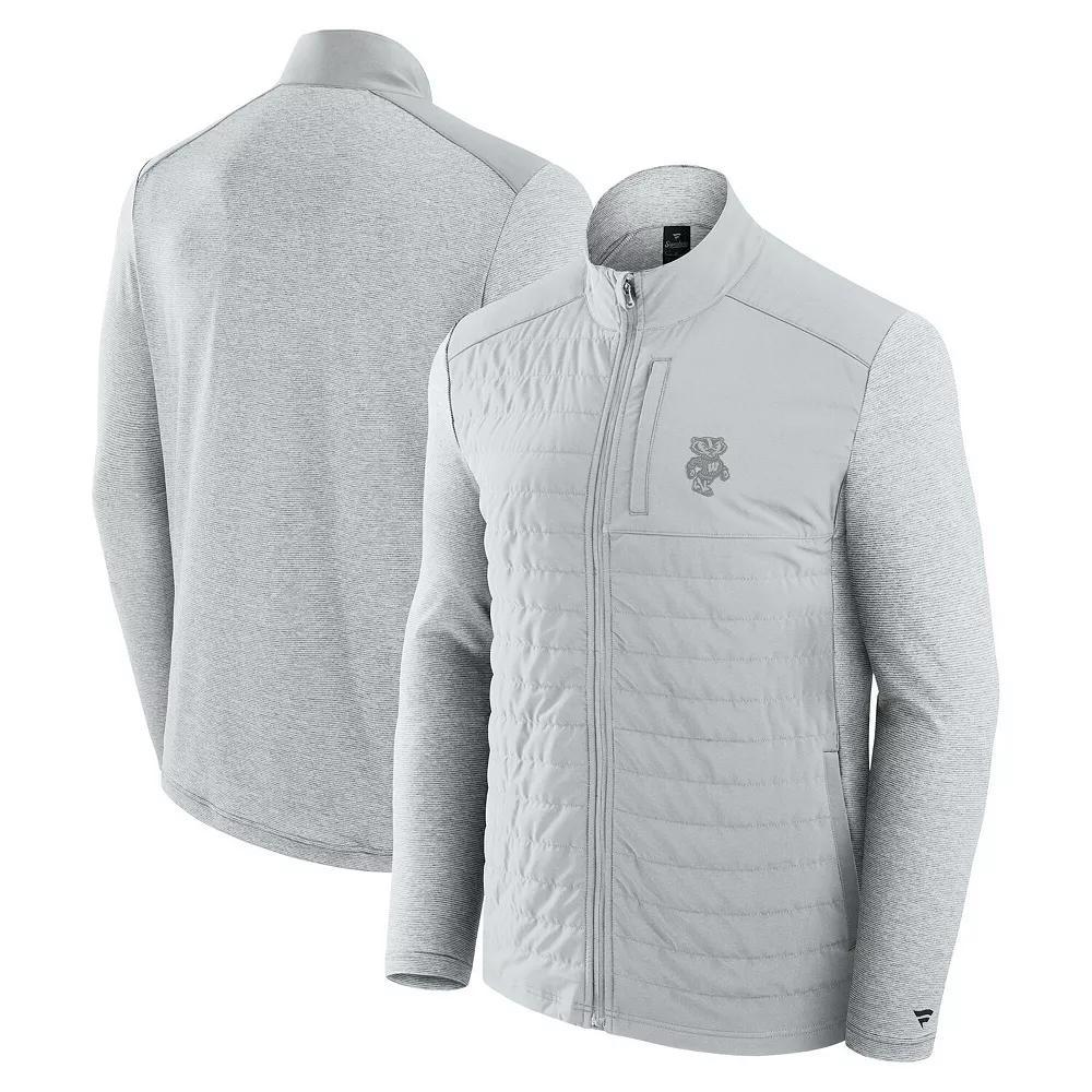Men's Fanatics Gray Wisconsin Badgers Tonal Primary Logo Full-Zip Jacket, Size: 3XL, Grey Product Image