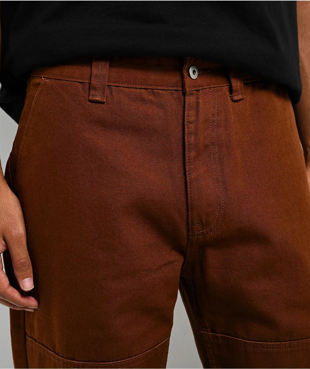 Real Tough Threads Double Knee Brown Loose Fit Pants Product Image
