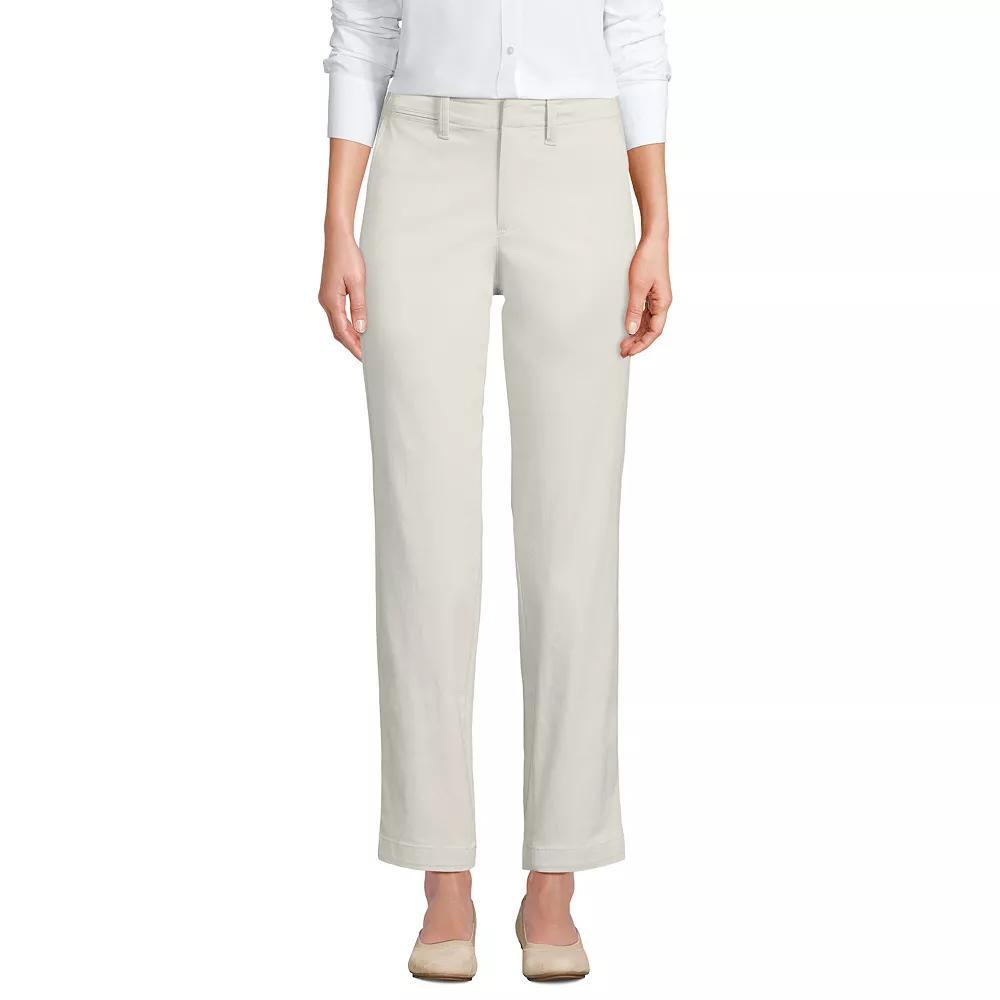 Women's Lands' End Mid Rise Classic Straight Leg Chino Ankle Pants, Size: 8, Black Product Image
