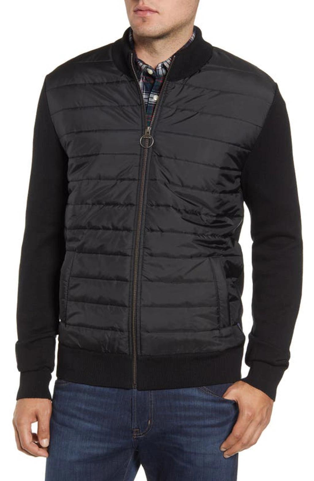 BARBOUR Carn Baffle Front Knit Jacket In Black Product Image