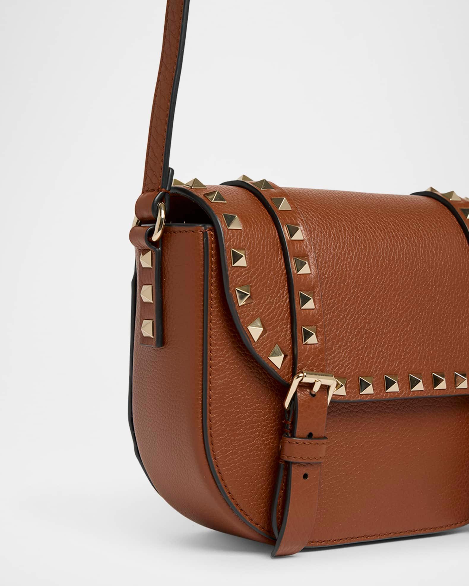 Small Rockstud Leather Saddle Crossbody Bag Product Image