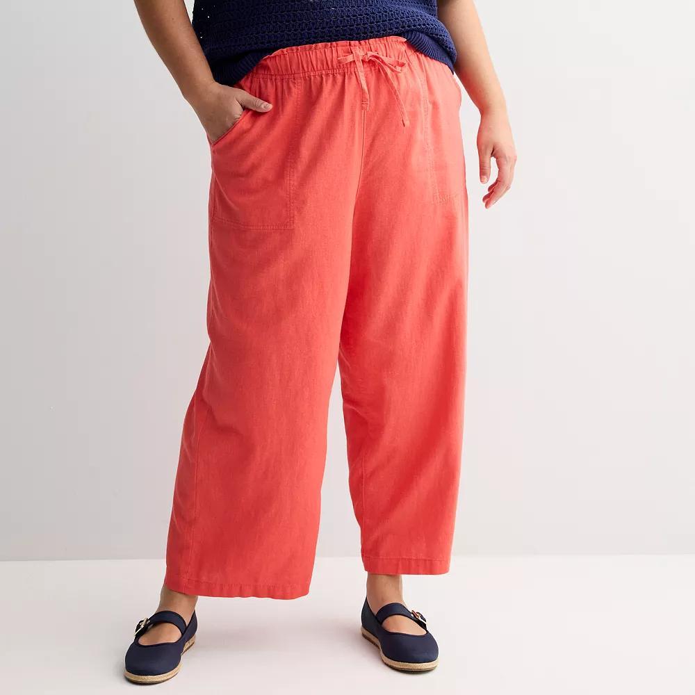 Plus Size Sonoma Goods For Life® Linen Wide Leg Ankle Pants, Women's, Size: 5XL, Blissful Product Image
