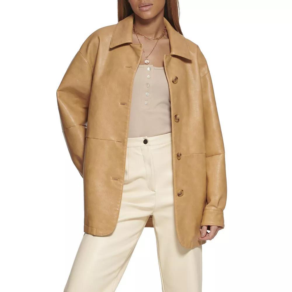 Women's Levi's® Faux Leather Vintage Collared Shirt Jacket, Size: Large, Grey Product Image