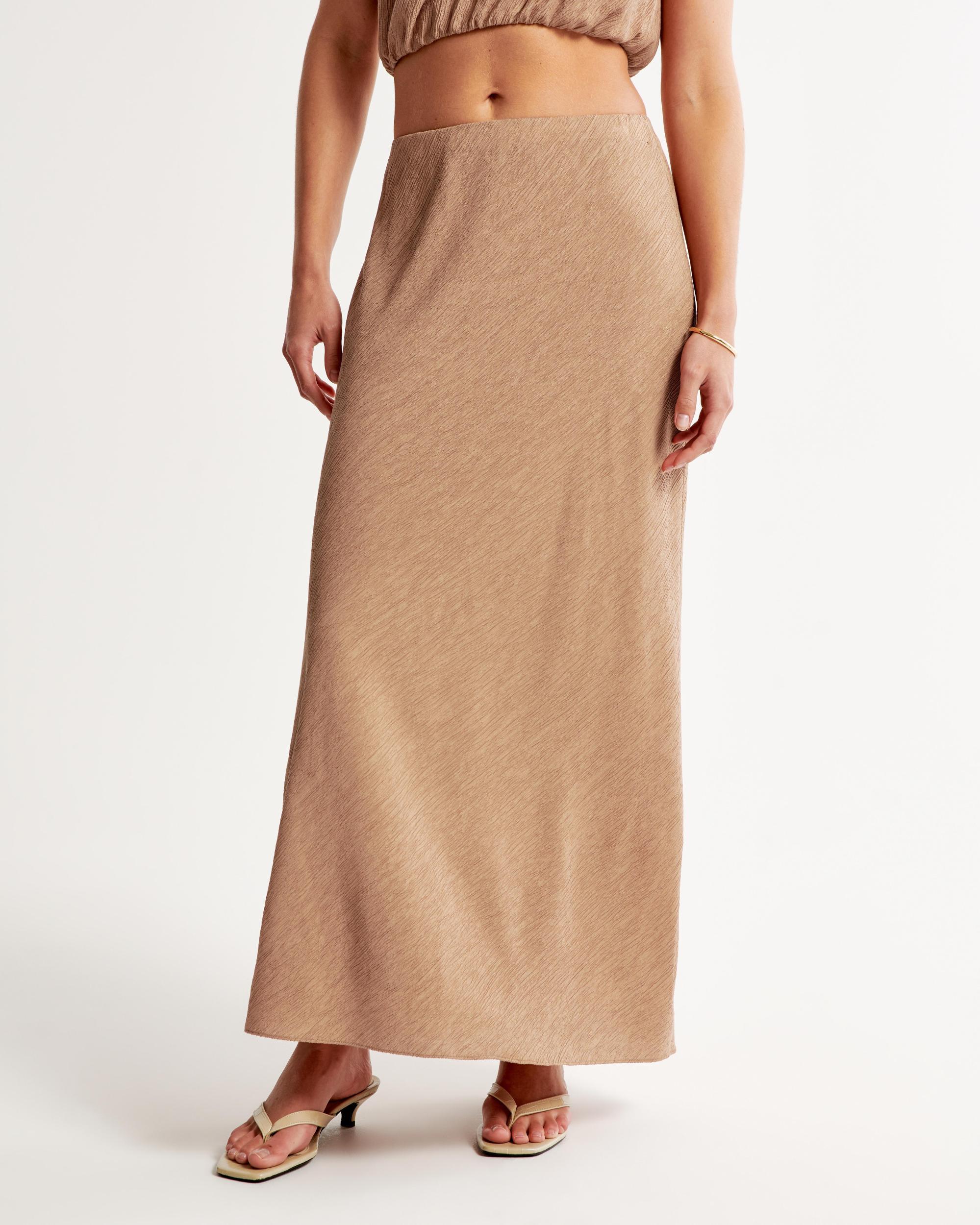 Crinkle Textured Column Maxi Skirt Product Image