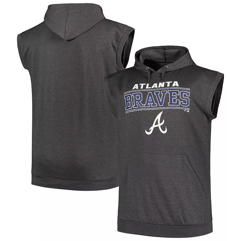 Men's Profile Heather Charcoal Atlanta Braves Big & Tall Muscle Sleeveless Pullover Hoodie, Size: 4XLT Product Image