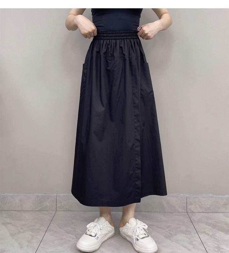 High Waist Plain Midi Cargo Skort Product Image