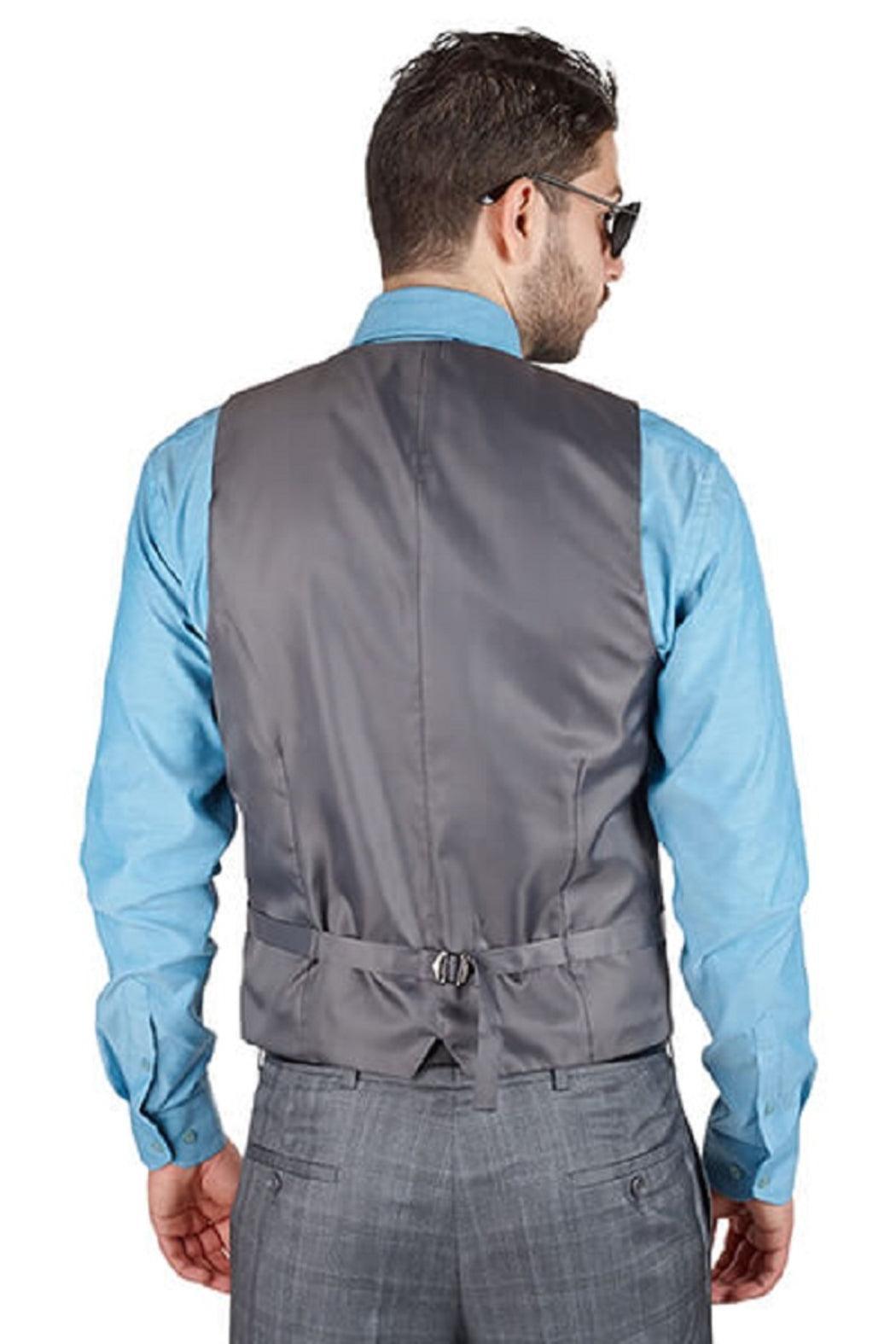 Gray Plaid 5 Button Slim Fit Vest Product Image