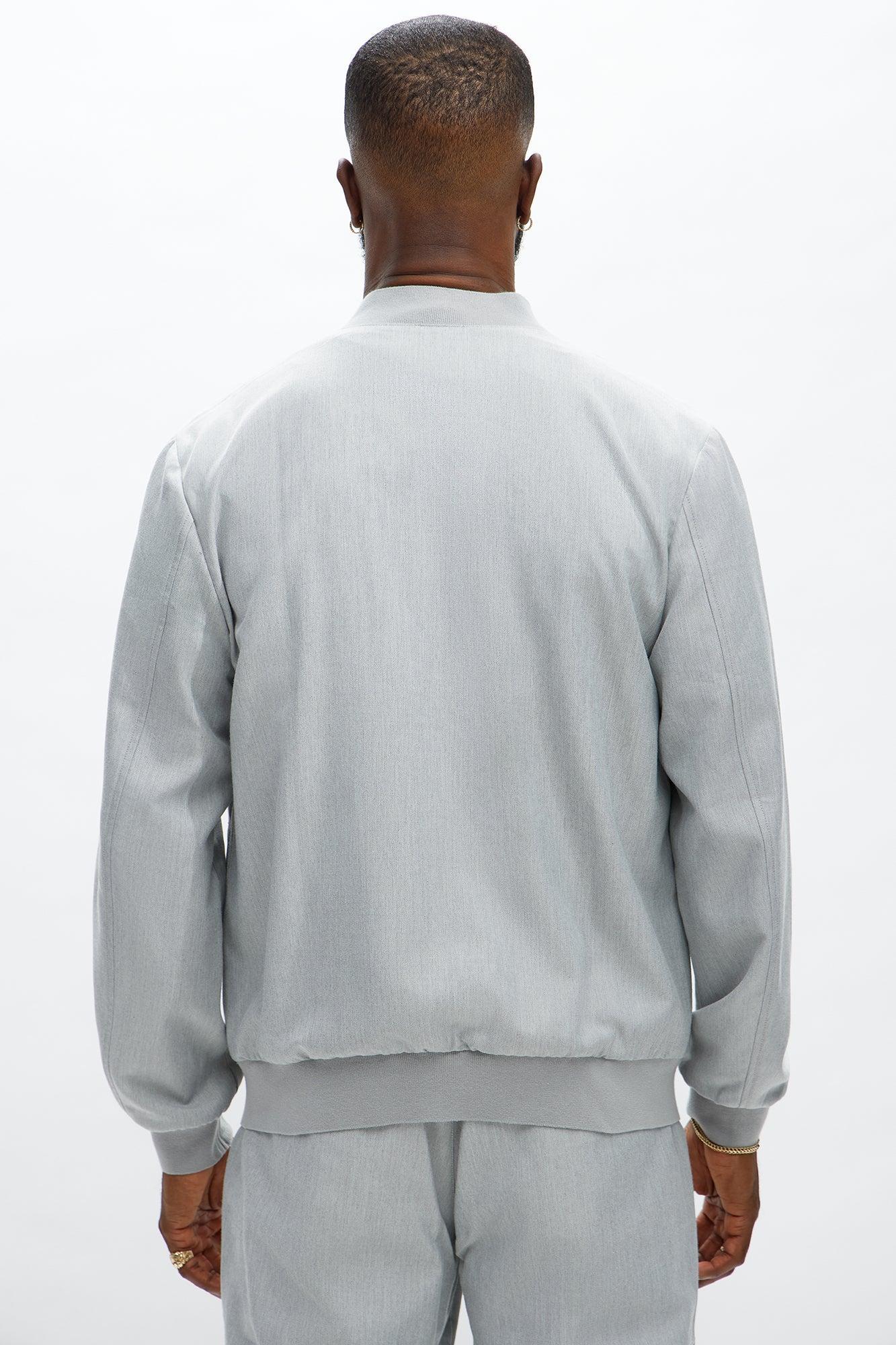 Slim Modern Two-Way Zipper Everyday Bomber - Light Grey Male Product Image