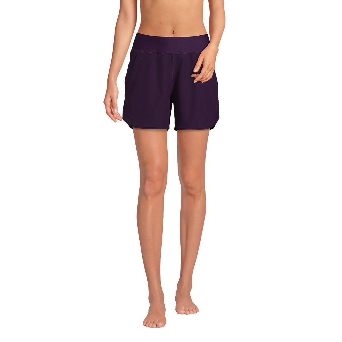 Petite Lands' End 5" Quick Dry Elastic Waist Board Shorts Swim Cover-up, Women's, Size: 12 Petite, Deep  Blue Product Image