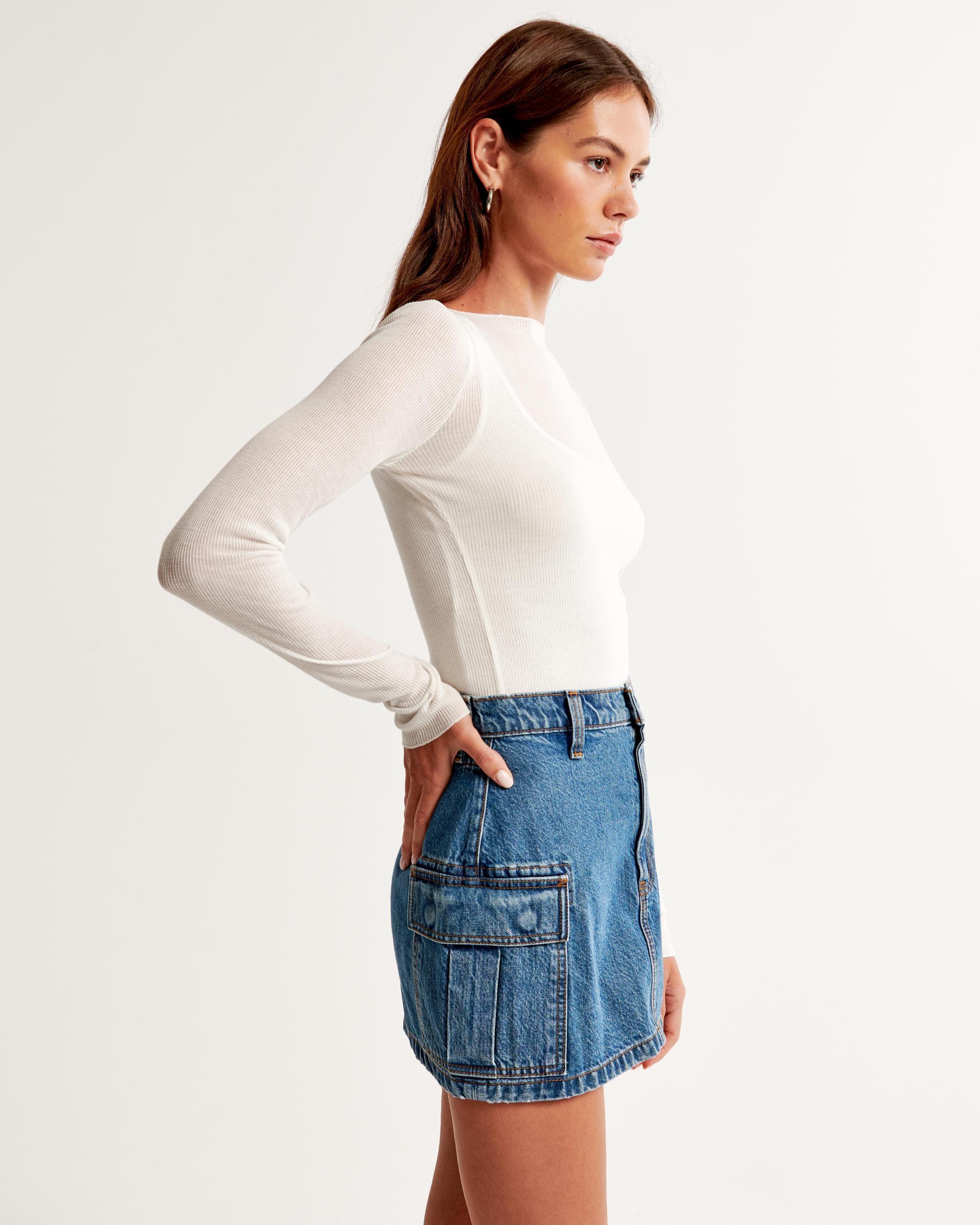 Denim Studded Mini Skirt Product Image