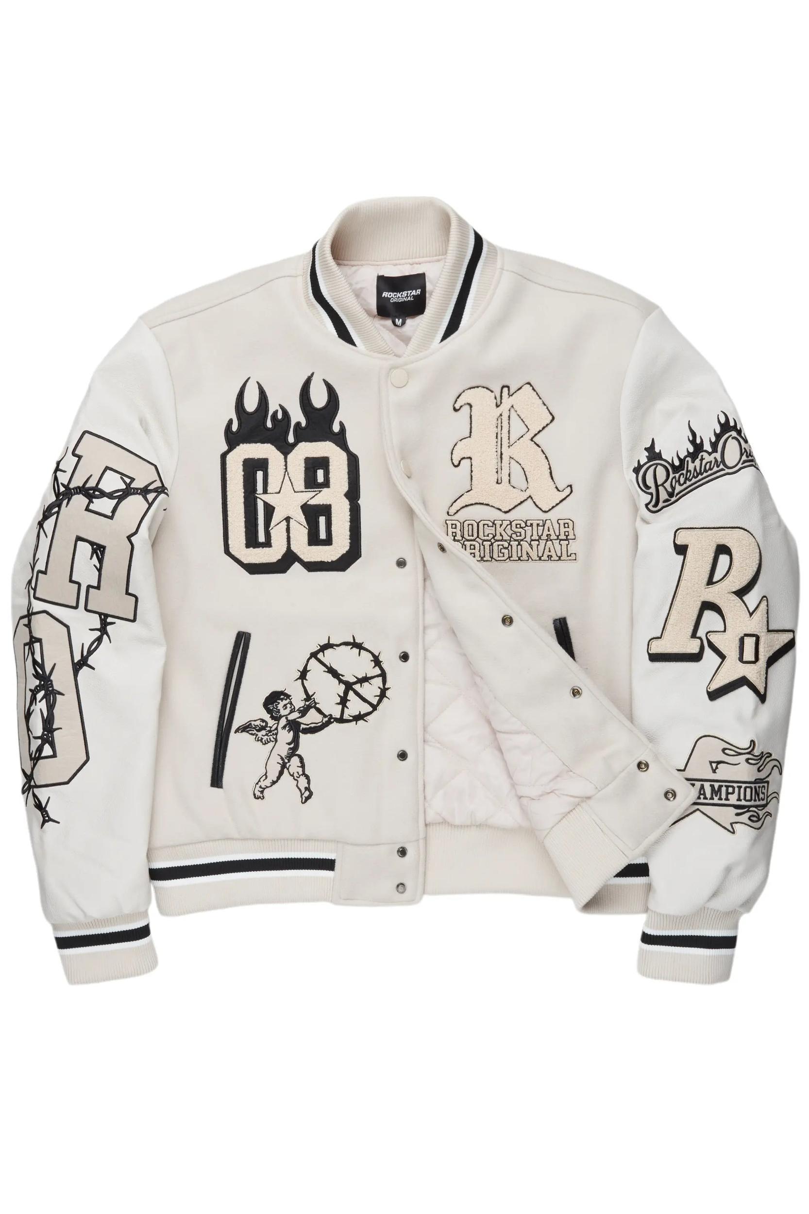 Rune Beige Varsity Jacket Male Product Image