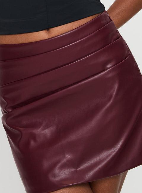 Kalilah Faux Leather Mini Skirt Red Product Image