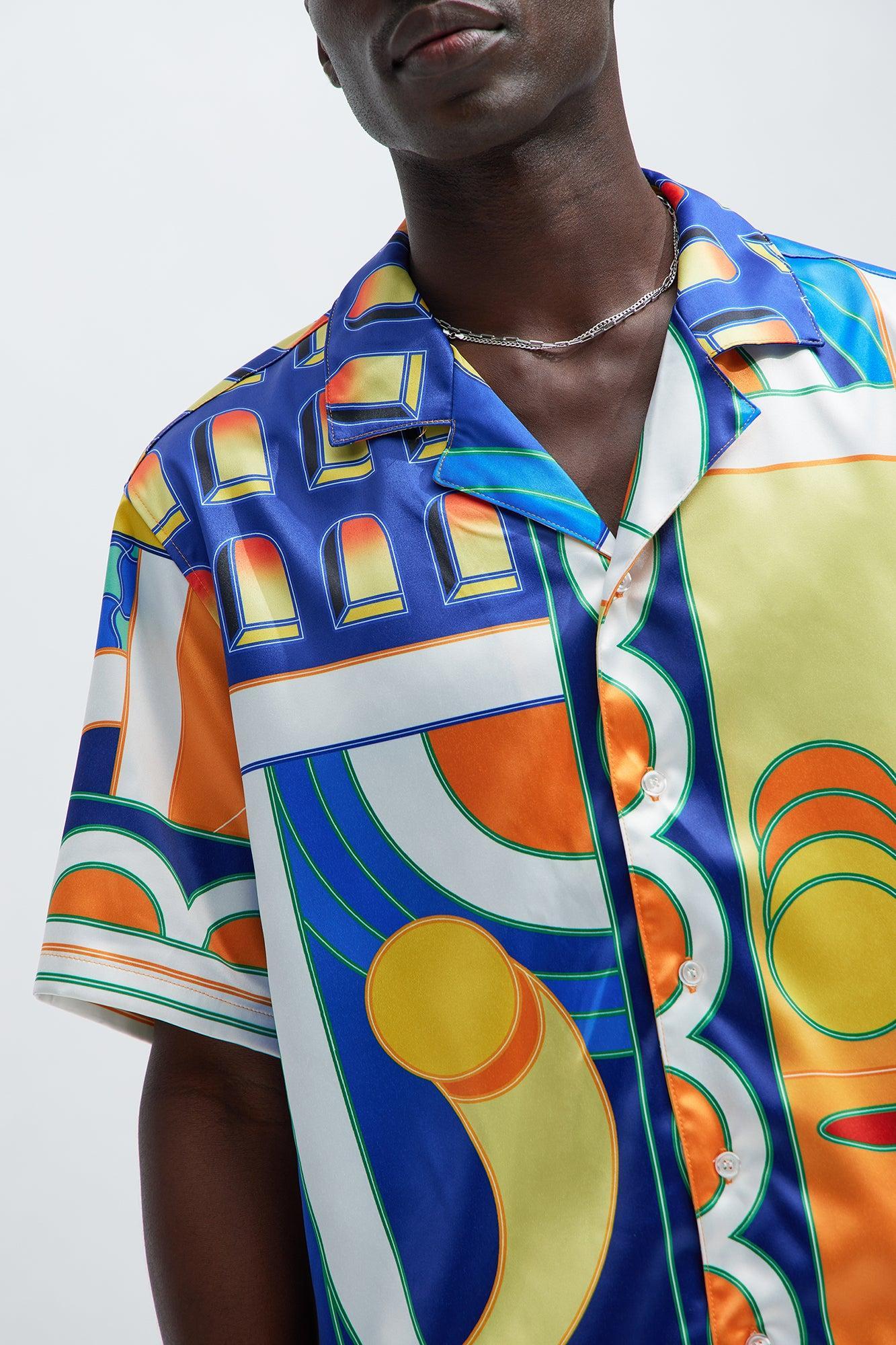 Fasano Geometric Shirt - Blue/combo Product Image