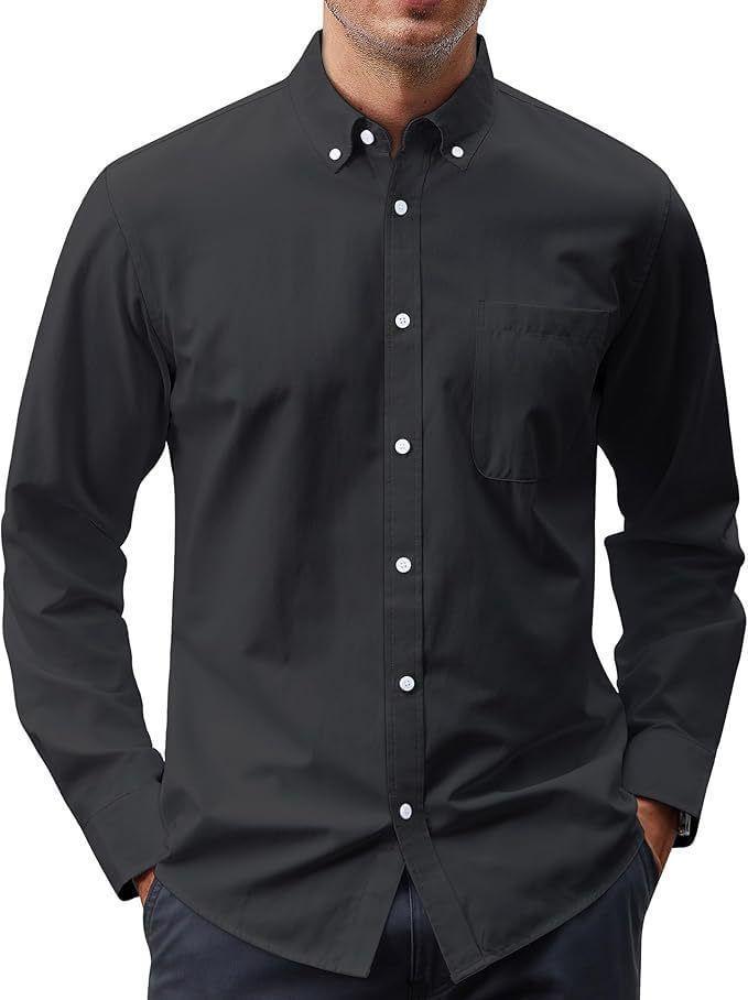 Long-Sleeve Plain Button-Up Shirt Product Image