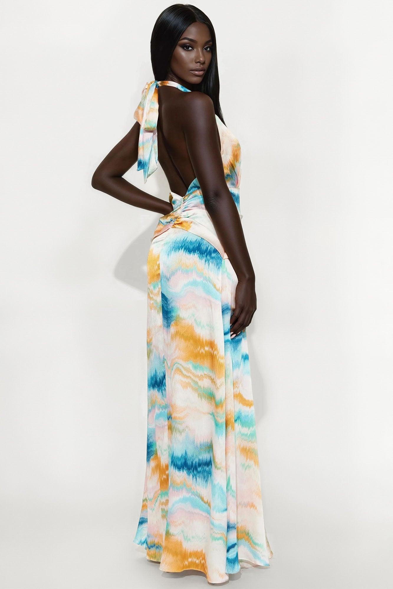 Goddess Energy Satin Maxi Dress - Multi Color Product Image