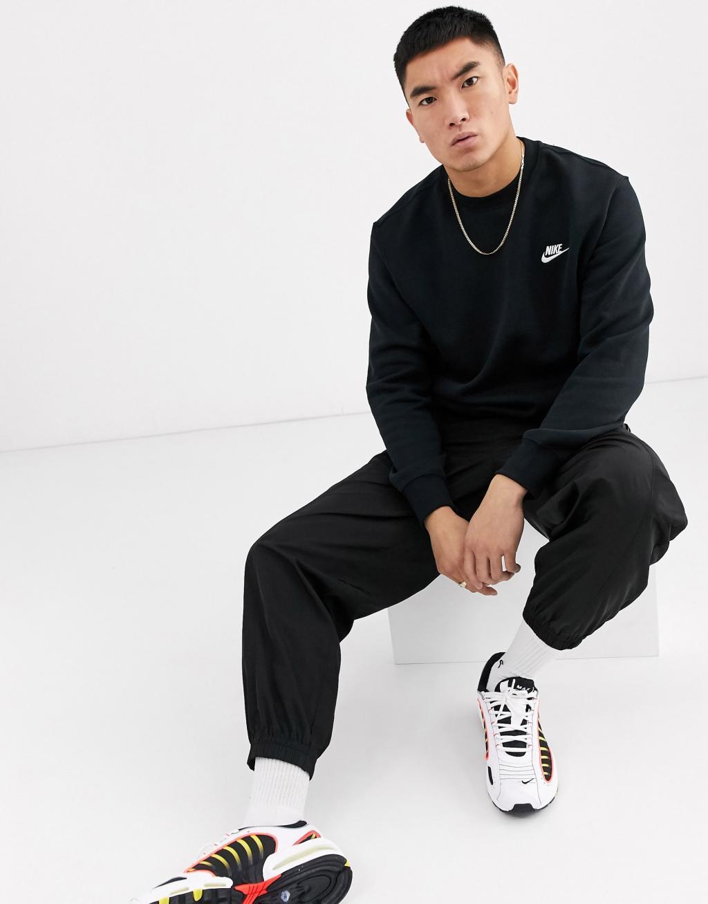 Men's Nike Club Fleece Crew, Size: Large, Dark Gray Grey Product Image
